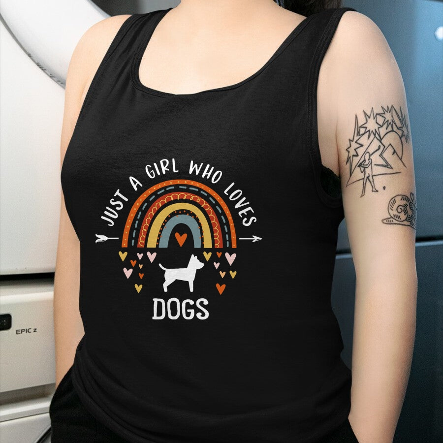 Dog Love Shirt, Dog Lover Gift T-Shirt/Hoodie/Sweatshirt HLT00 - Just A Girl Who Loves Dogs Rainbow Gifts For Dog Lover Women T-Shirt