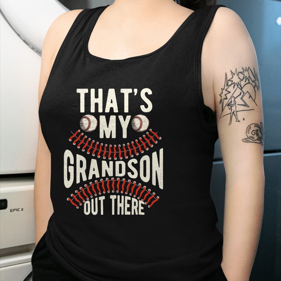 Best Grandpa Shirt, Proud Grandpa Unisex T-Shirt/Hoodie/Sweatshirt HLT00 - That's My Grandson Out There Baseball Men Grandpa Baseball T-Shirt