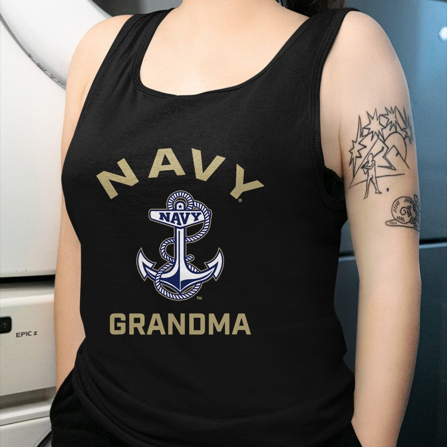 Best Grandma Shirt, Proud Grandma Unisex T-Shirt/Hoodie/Sweatshirt HLT00 - US Naval Academy Navy Midshipmen Arched Grandma T-Shirt