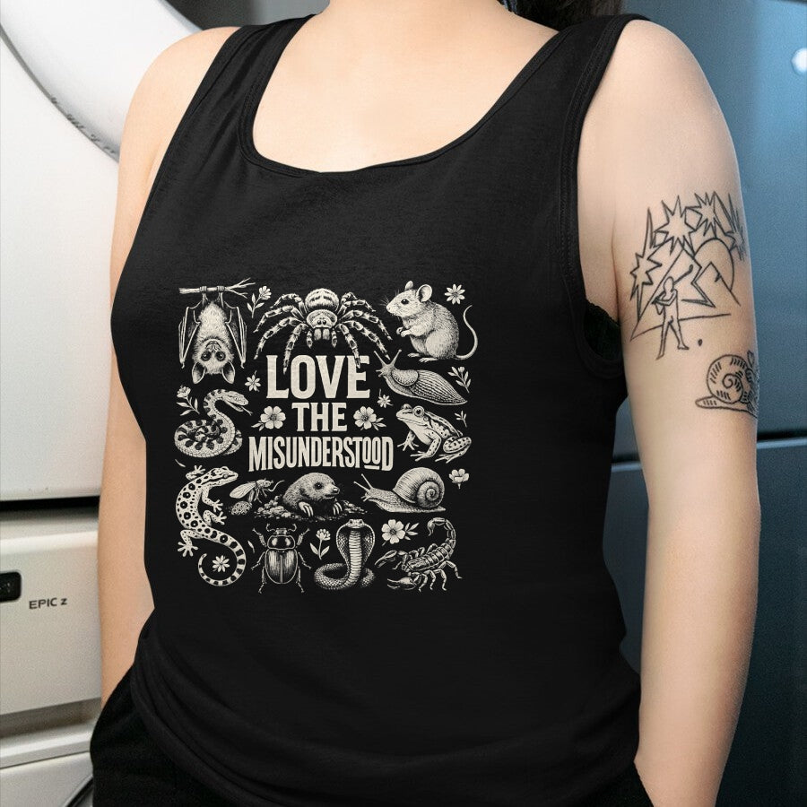 Cat Love Shirt, Funny Cat Lover Gift UnisexT-Shirt/Hoodie/Sweatshirt HLT00 - Love The Misunderstood Bat Raven Cat Snake Spider Moth Frog T-Shirt (2)