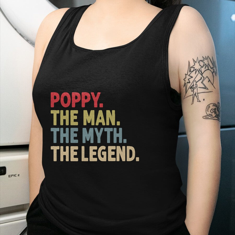 Best Grandpa Shirt, Proud Grandpa Unisex T-Shirt/Hoodie/Sweatshirt HLT00 - Poppy The Man The Myth the Legend Funny Grandpa Gift T-Shirt (1)