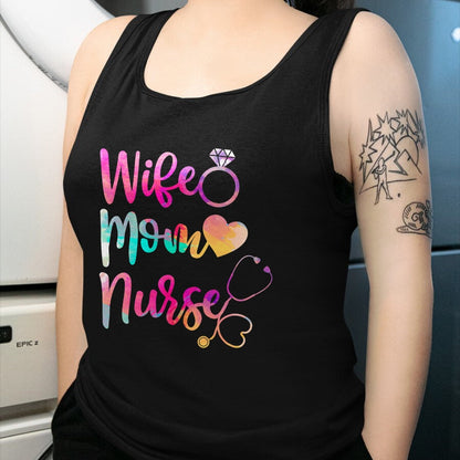 Funny Nurse Shirt, Nurse Unisex T-Shirt/Hoodie/Sweatshirt HLT00 - Wife Mom Nurse T Shirt for Nurses (LPN, BSN, RN, NP)