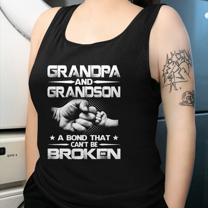 Best Grandpa Shirt, Proud Grandpa Unisex T-Shirt/Hoodie/Sweatshirt HLT00 - Grandpa And Grandson A Bond That Can't Be Broken T-Shirt