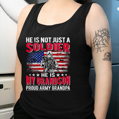 Best Grandpa Shirt, Proud Grandpa Unisex T-Shirt/Hoodie/Sweatshirt HLT00 - My Grandson Is A Soldier Hero Proud Army Grandpa Grandfather T-Shirt
