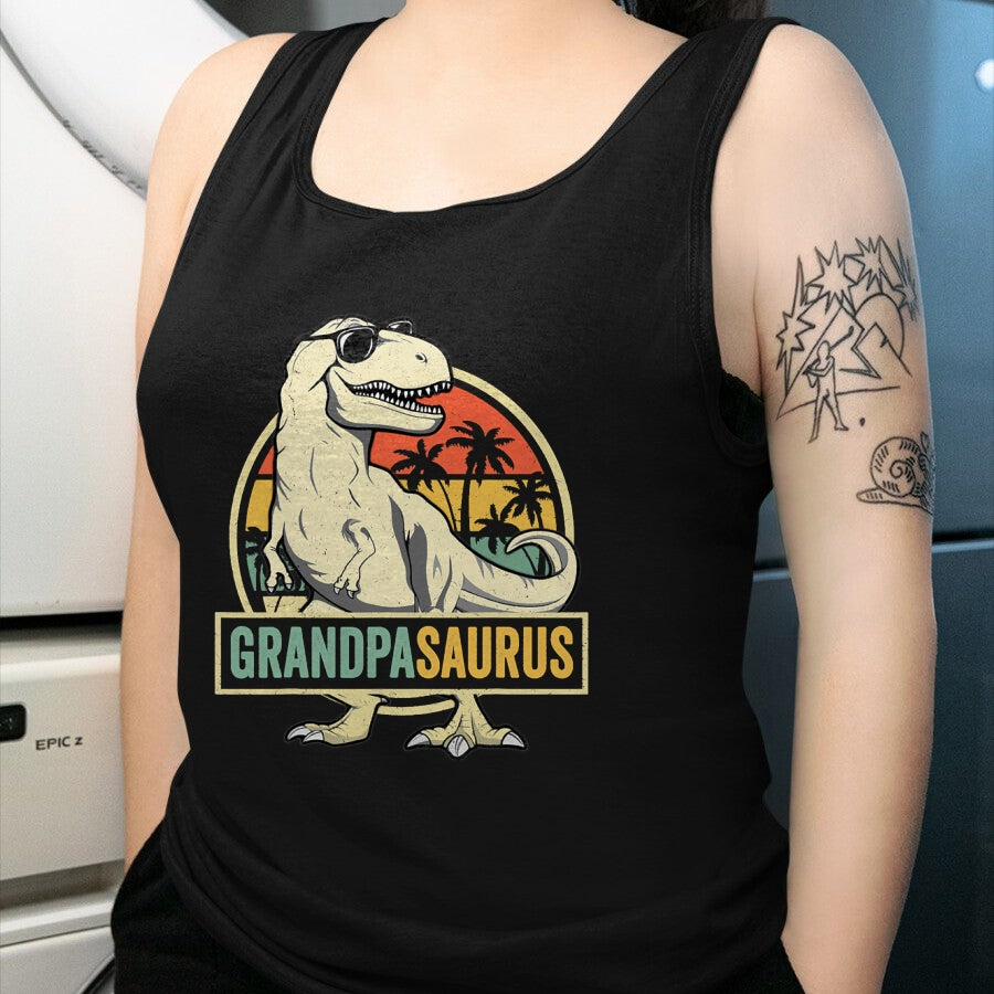 Best Grandpa Shirt, Proud Grandpa Unisex T-Shirt/Hoodie/Sweatshirt HLT00 - Grandpasaurus T Rex Dinosaur Grandpa Saurus Family Matching T-Shirt (1)
