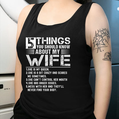 Best Wife Shirt, Wife and Husband Unisex T-Shirt/Hoodie/Sweatshirt HLT00 - 5 Things You Should Know About My Wife (On Back) husband T-Shirt