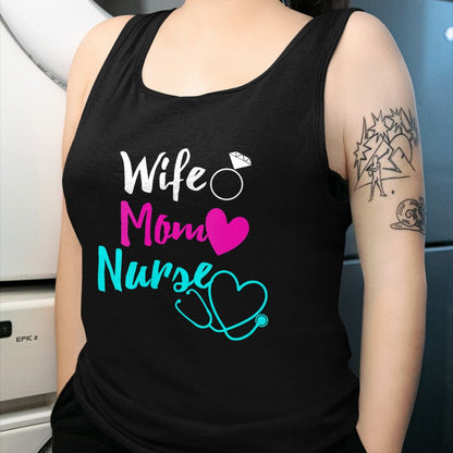 Funny Nurse Shirt, Nurse Unisex T-Shirt/Hoodie/Sweatshirt HLT00 - Womens Wife Mom Nurse Womens RN LPN Mothers Day Gift For Nurses V-Neck T-Shirt