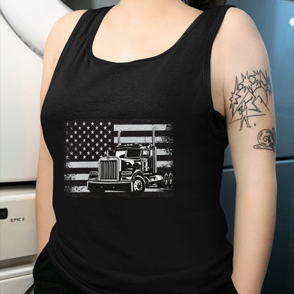 Best Truck Driver Life Shirt, Funny Trucker UnisexT-Shirt/Hoodie/Sweatshirt HLT00 - US American Flag Semi Truck Driver T-Shirt (5)