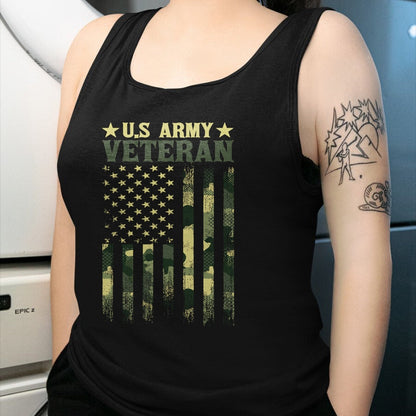 Proud Veteran Shirt, Funny Veteran UnisexT-Shirt/Hoodie/Sweatshirt HLT00 - US Army Veteran Patriotic Military Camouflage American Flag Long Sleeve T-Shirt