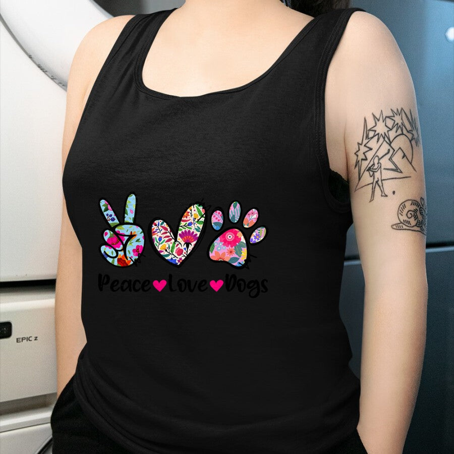 Dog Love Shirt, Dog Lover Gift T-Shirt/Hoodie/Sweatshirt HLT00 - Peace Love Dogs Floral Dog Paw Dog Mom Cute Mother_s Day T-Shirt