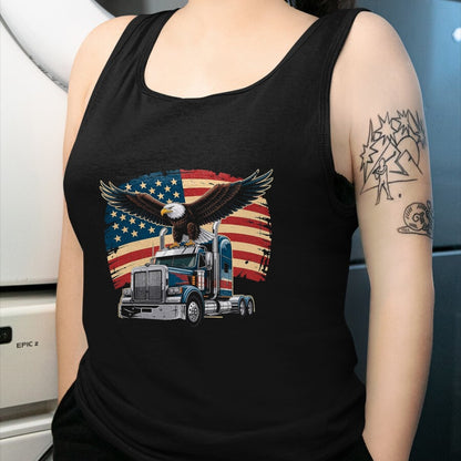Best Truck Driver Life Shirt, Funny Trucker UnisexT-Shirt/Hoodie/Sweatshirt HLT00 - Trucker Patriotic American Flag Semi Truck Driver Eagle T-Shirt, Men, Purple, 3X-Large