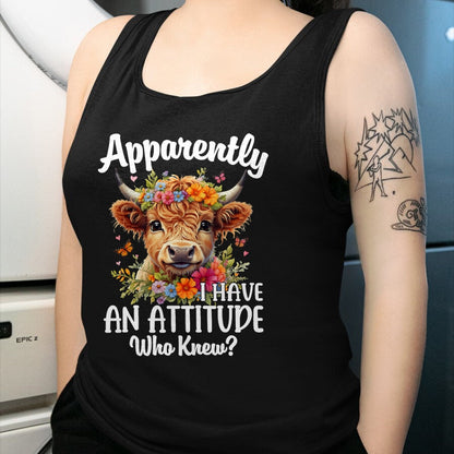Best Farmer Life Shirt, Funny Farmer UnisexT-Shirt/Hoodie/Sweatshirt HLT00 - Apparently I Have an Attitude Who Knew Highland Cow Print T-Shirt