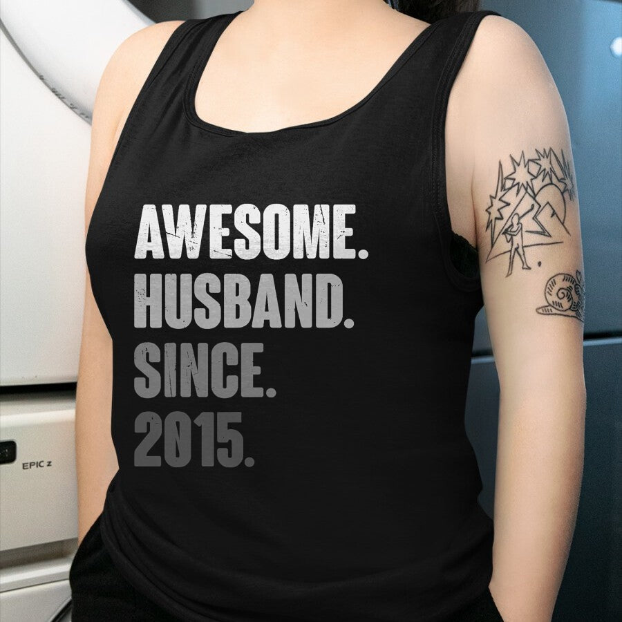 Best Wife Shirt, Wife and Husband Unisex T-Shirt/Hoodie/Sweatshirt HLT00 - 9th Year Wedding Anniversary Epic Awesome Husband Since 2015 T-Shirt