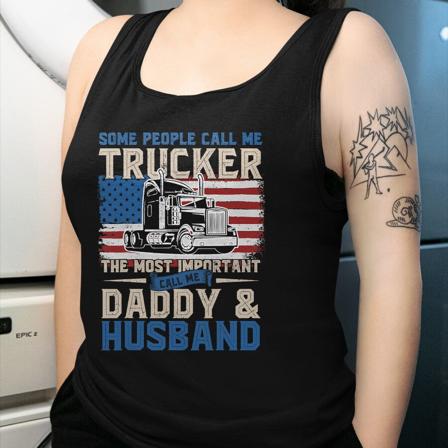 Best Truck Driver Life Shirt, Funny Trucker UnisexT-Shirt/Hoodie/Sweatshirt HLT00 - Semi Truck Driver, Trucker Daddy, Husband, US American Flag T-Shirt