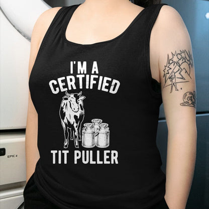 Best Farmer Life Shirt, Funny Farmer UnisexT-Shirt/Hoodie/Sweatshirt HLT00 - I'm A Certified Tit Puller Funny Dairy Cow Farmer Gift T-Shirt