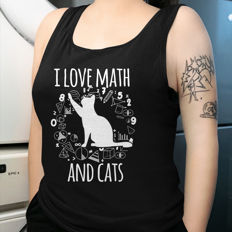 Cat Love Shirt, Funny Cat Lover Gift UnisexT-Shirt/Hoodie/Sweatshirt HLT00 - Math Nerd Math Teacher Cat Lover I Love Math And Cats T-Shirt