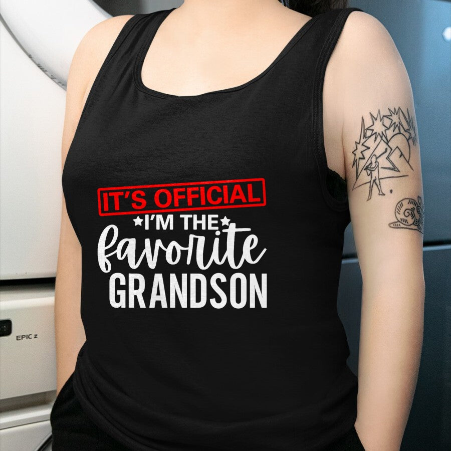 Best Grandpa Shirt, Proud Grandpa Unisex T-Shirt/Hoodie/Sweatshirt HLT00 - It's Official I'm The Favorite Grandson Kids Gifts Grandpa T-Shirt