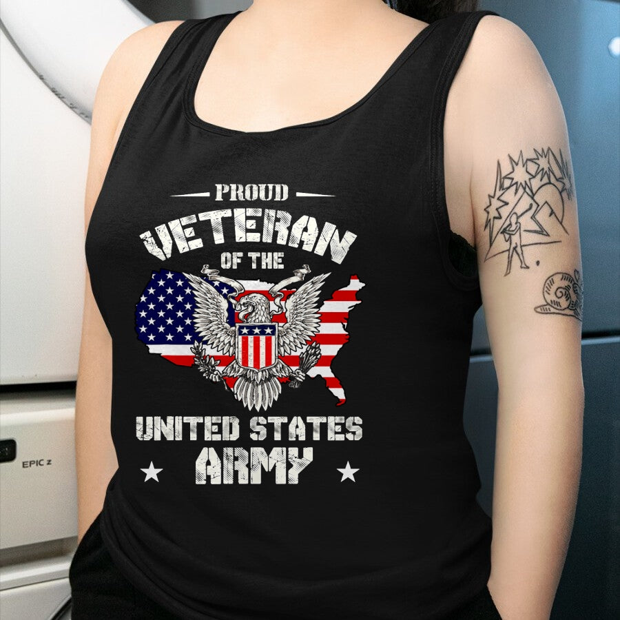 Proud Veteran Shirt, Funny Veteran UnisexT-Shirt/Hoodie/Sweatshirt HLT00 - Proud Veteran of The US Army - USA Flag Soldier Veteran T-Shirt