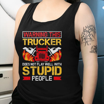Best Truck Driver Life Shirt, Funny Trucker UnisexT-Shirt/Hoodie/Sweatshirt HLT00 - Funny Trucker Warning Semi Truck Driver Trucker T-Shirt, Men, Black, Large