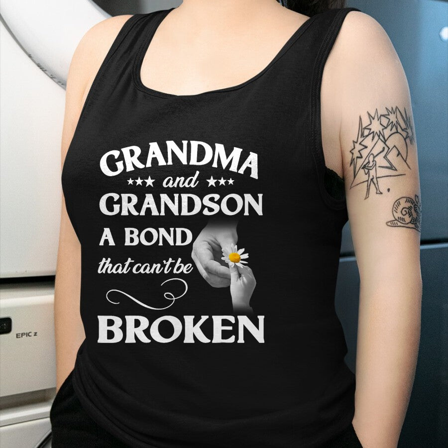Best Grandma Shirt, Proud Grandma Unisex T-Shirt/Hoodie/Sweatshirt HLT00 - Grandma and Grandson A Bond That Can't Be Broken T-Shirt (2)