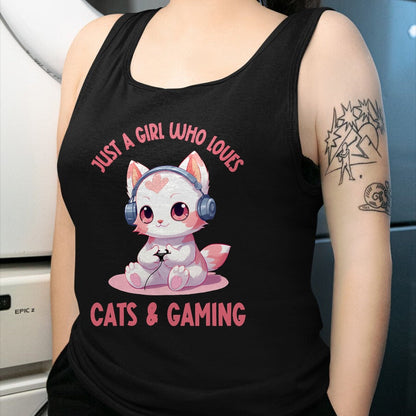 Cat Love Shirt, Funny Cat Lover Gift UnisexT-Shirt/Hoodie/Sweatshirt HLT00 - Just a Girl Who Loves Cats and Gaming Cute Kawaii Kitten T-Shirt