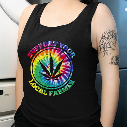 Best Farmer Life Shirt, Funny Farmer UnisexT-Shirt/Hoodie/Sweatshirt HLT00 - Retro Marijuana Support Your Local Farmer Cannabis Tie Dye Long Sleeve T-Shirt