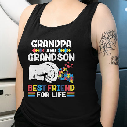 Best Grandpa Shirt, Proud Grandpa Unisex T-Shirt/Hoodie/Sweatshirt HLT00 - Proud Support Autism Grandpa And Grandson Autism Awareness T-Shirt