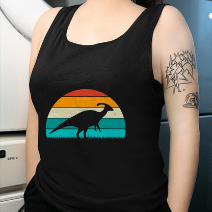 Best Dinosaur Lover Shirt, Funny Dinosaur UnisexT-Shirt/Hoodie/Sweatshirt HLT00 - Parasaurolophus - Vintage Retro Sunset Dinosaur Lovers T-Shirt