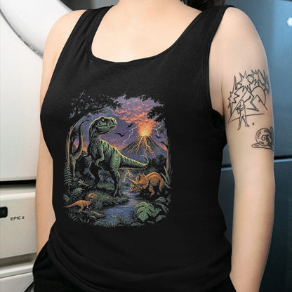Best Dinosaur Lover Shirt, Funny Dinosaur UnisexT-Shirt/Hoodie/Sweatshirt HLT00 - Vintage Dinosaur 90s T Rex and Triceratops Volcano Nature T-Shirt, Men, Black, 3X-Large