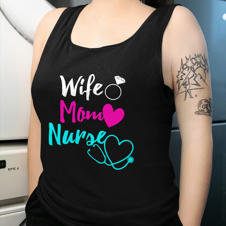 Funny Nurse Shirt, Nurse Unisex T-Shirt/Hoodie/Sweatshirt HLT00 - Wife Mom Nurse Mother's Day Funny Mom Nurse Wife T-Shirt
