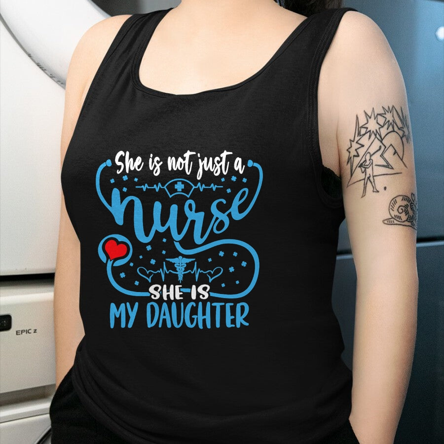 Funny Nurse Shirt, Nurse Unisex T-Shirt/Hoodie/Sweatshirt HLT00 - My Daughter Is A Nurse Proud Nurse's Mom Dad RN LPN Family T-Shirt (2)