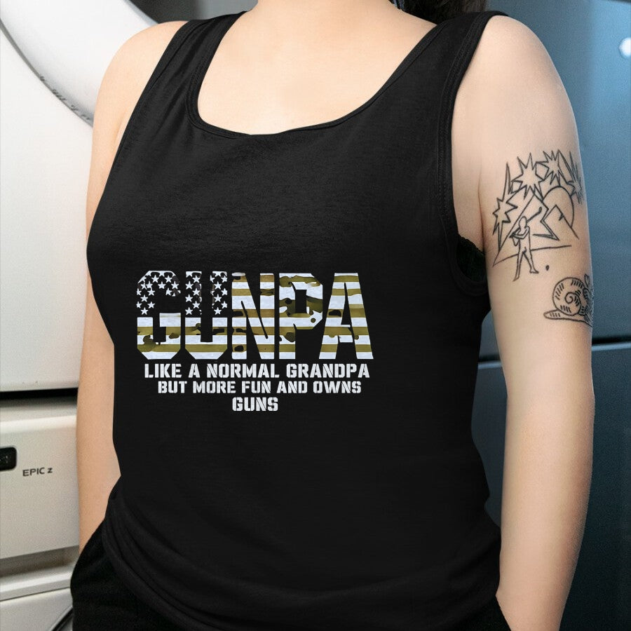 Best Grandpa Shirt, Proud Grandpa Unisex T-Shirt/Hoodie/Sweatshirt HLT00 - Gunpa Like A Normal Grandpa But More Fun And Owns Guns T-Shirt