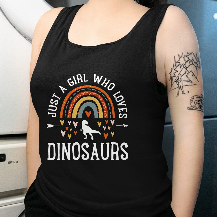 Best Dinosaur Lover Shirt, Funny Dinosaur UnisexT-Shirt/Hoodie/Sweatshirt HLT00 - Just A Girl Who Loves Dinosaurs Rainbow Gifts for Dino Lover T-Shirt