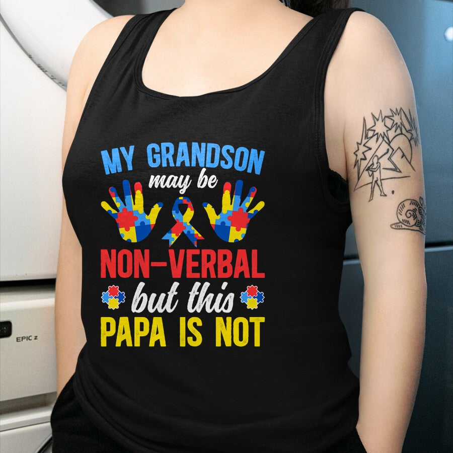 Best Grandpa Shirt, Proud Grandpa Unisex T-Shirt/Hoodie/Sweatshirt HLT00 - My Grandson Proud Autism Papa Autism Awareness For Papa T-Shirt