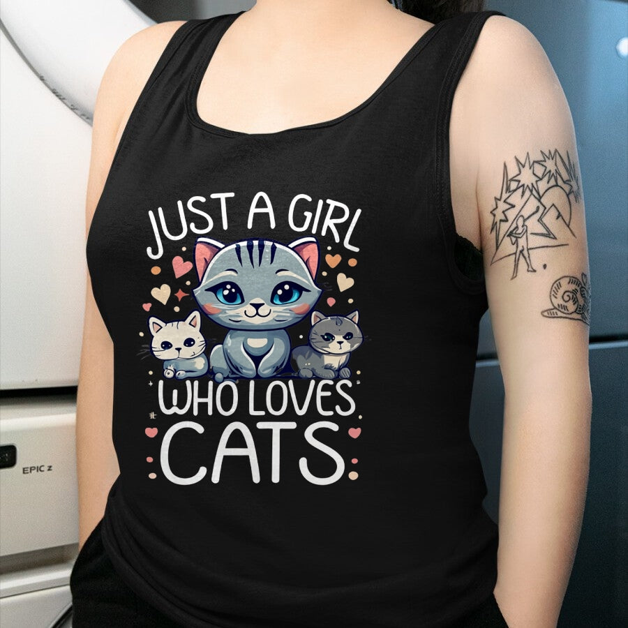 Cat Love Shirt, Funny Cat Lover Gift UnisexT-Shirt/Hoodie/Sweatshirt HLT00 - Just a Girl who Loves Cats Cute Cat Lover T-Shirt (1)