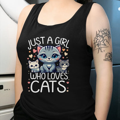 Cat Love Shirt, Funny Cat Lover Gift UnisexT-Shirt/Hoodie/Sweatshirt HLT00 - Just a Girl who Loves Cats Cute Cat Lover T-Shirt (1)