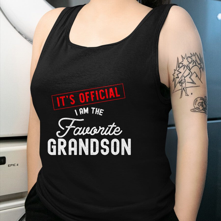 Best Grandpa Shirt, Proud Grandpa Unisex T-Shirt/Hoodie/Sweatshirt HLT00 - It's Official I'm The Favorite Grandson Vintage T-Shirt