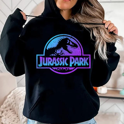 Best Dinosaur Lover Shirt, Funny Dinosaur UnisexT-Shirt/Hoodie/Sweatshirt HLT00 - Jurassic Park Blue & Purple Fossil Logo Graphic Short Sleeve T-Shirt