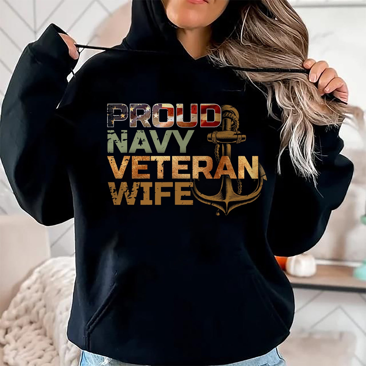 Proud Veteran Shirt, Funny Veteran UnisexT-Shirt/Hoodie/Sweatshirt HLT00 - Proud Veteran_s Wife USA American Flag Patriotic T-Shirt