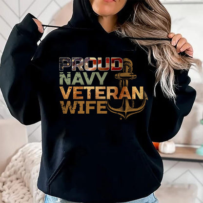 Proud Veteran Shirt, Funny Veteran UnisexT-Shirt/Hoodie/Sweatshirt HLT00 - Proud Veteran_s Wife USA American Flag Patriotic T-Shirt