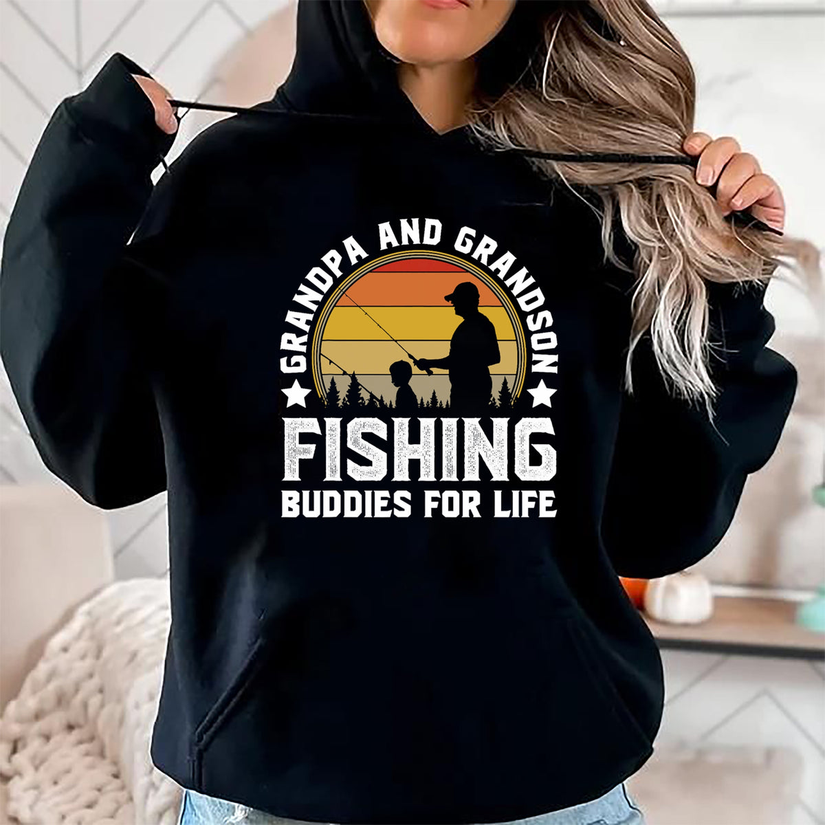 Best Grandpa Shirt, Proud Grandpa Unisex T-Shirt/Hoodie/Sweatshirt HLT00 - Grandpa and Grandson Fishing Buddies for Life - Matching T-Shirt