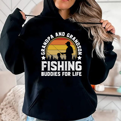 Best Grandpa Shirt, Proud Grandpa Unisex T-Shirt/Hoodie/Sweatshirt HLT00 - Grandpa and Grandson Fishing Buddies for Life - Matching T-Shirt