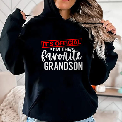 Best Grandpa Shirt, Proud Grandpa Unisex T-Shirt/Hoodie/Sweatshirt HLT00 - It's Official I'm The Favorite Grandson Kids Gifts Grandpa T-Shirt