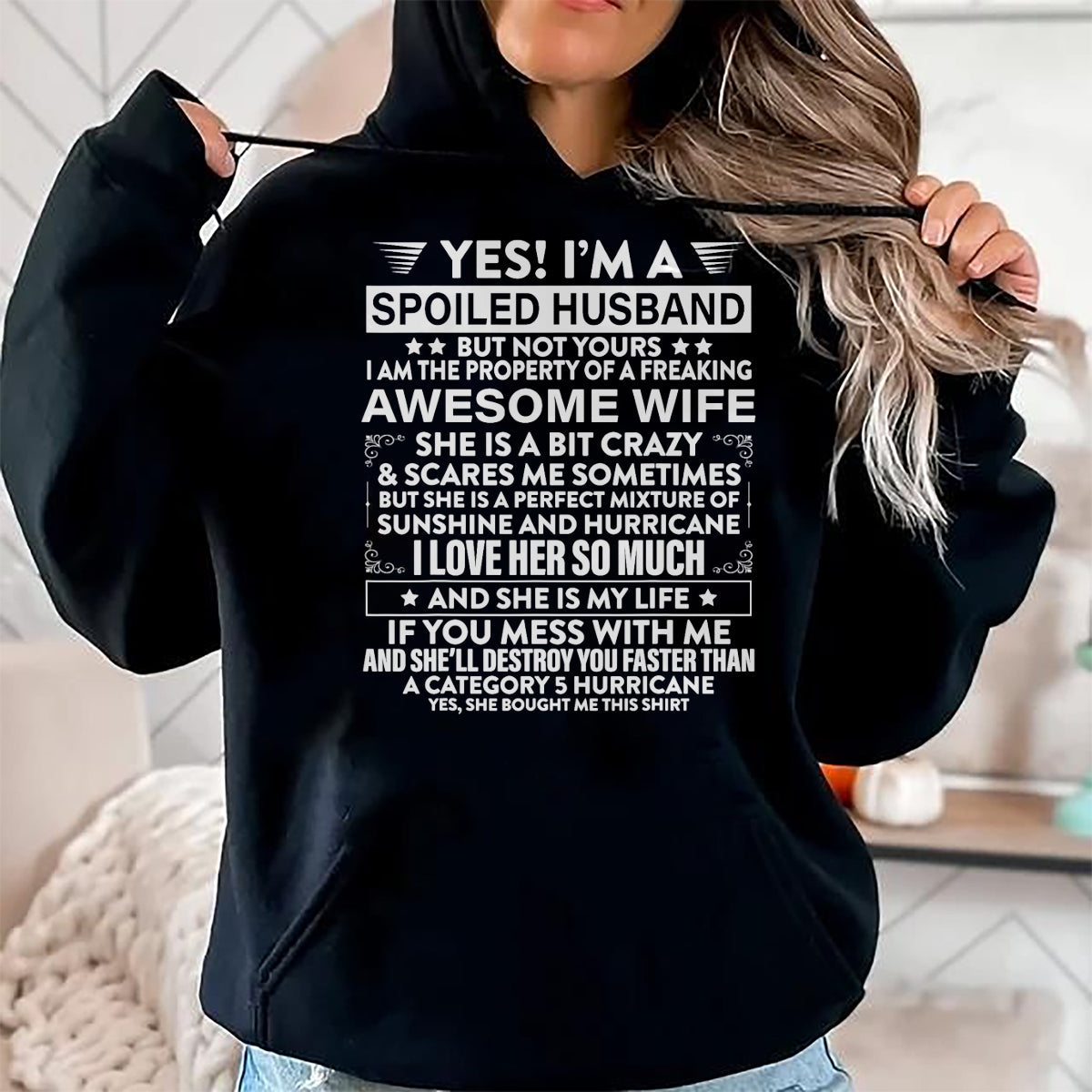 Best Husband Shirt, Wife and Husband Unisex T-Shirt/Hoodie/Sweatshirt HLT00 - Yes i_m A Spoiled Husband But Not Yours awesome Wife T-Shirt (1)