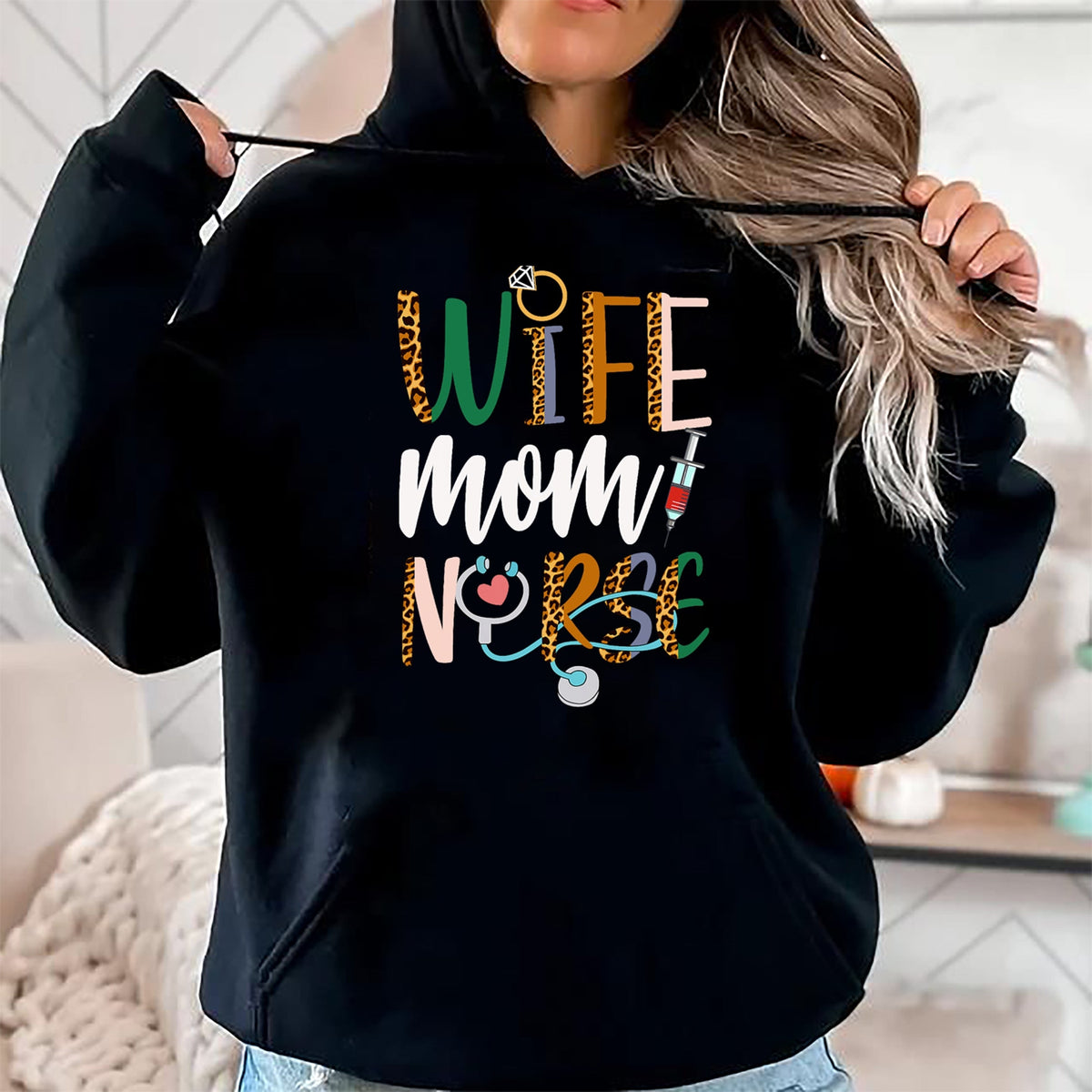 Funny Nurse Shirt, Nurse Unisex T-Shirt/Hoodie/Sweatshirt HLT00 - Wife Mom Nurse Womens RN LPN Mothers Day For Nurses T-Shirt