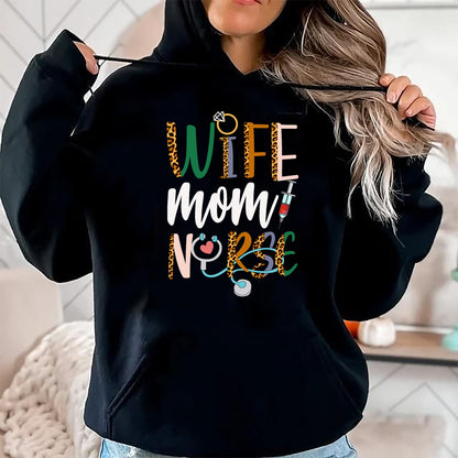 Funny Nurse Shirt, Nurse Unisex T-Shirt/Hoodie/Sweatshirt HLT00 - Wife Mom Nurse Womens RN LPN Mothers Day For Nurses T-Shirt