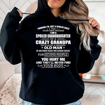 Best Grandpa Shirt, Proud Grandpa Unisex T-Shirt/Hoodie/Sweatshirt HLT00 -I'm A Spoiled Granddaughter Of A Crazy Grandpa T-Shirt (1)