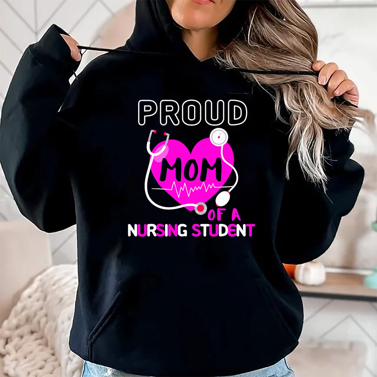 Funny Nurse Shirt, Nurse Unisex T-Shirt/Hoodie/Sweatshirt HLT00 - Proud Mom of A Nursing Student Nurse Medical Family School T-Shirt