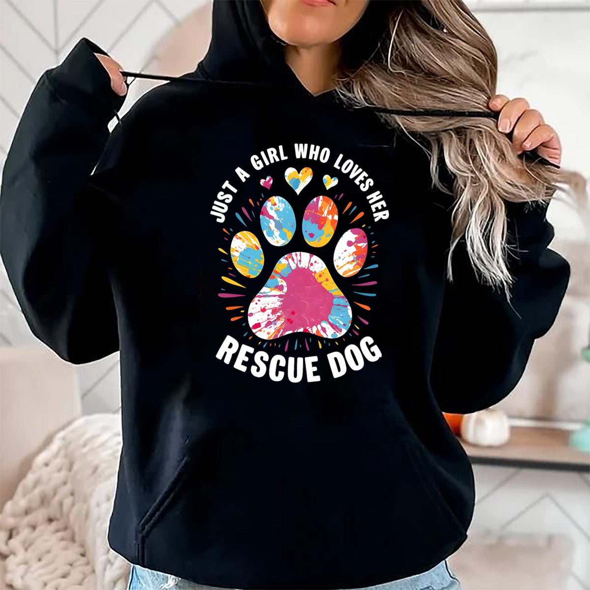 Dog Love Shirt, Dog Lover Gift T-Shirt/Hoodie/Sweatshirt HLT00 - Just a Girl Who Loves Her Rescue Dog Dog Lovers Pet Owners T-Shirt