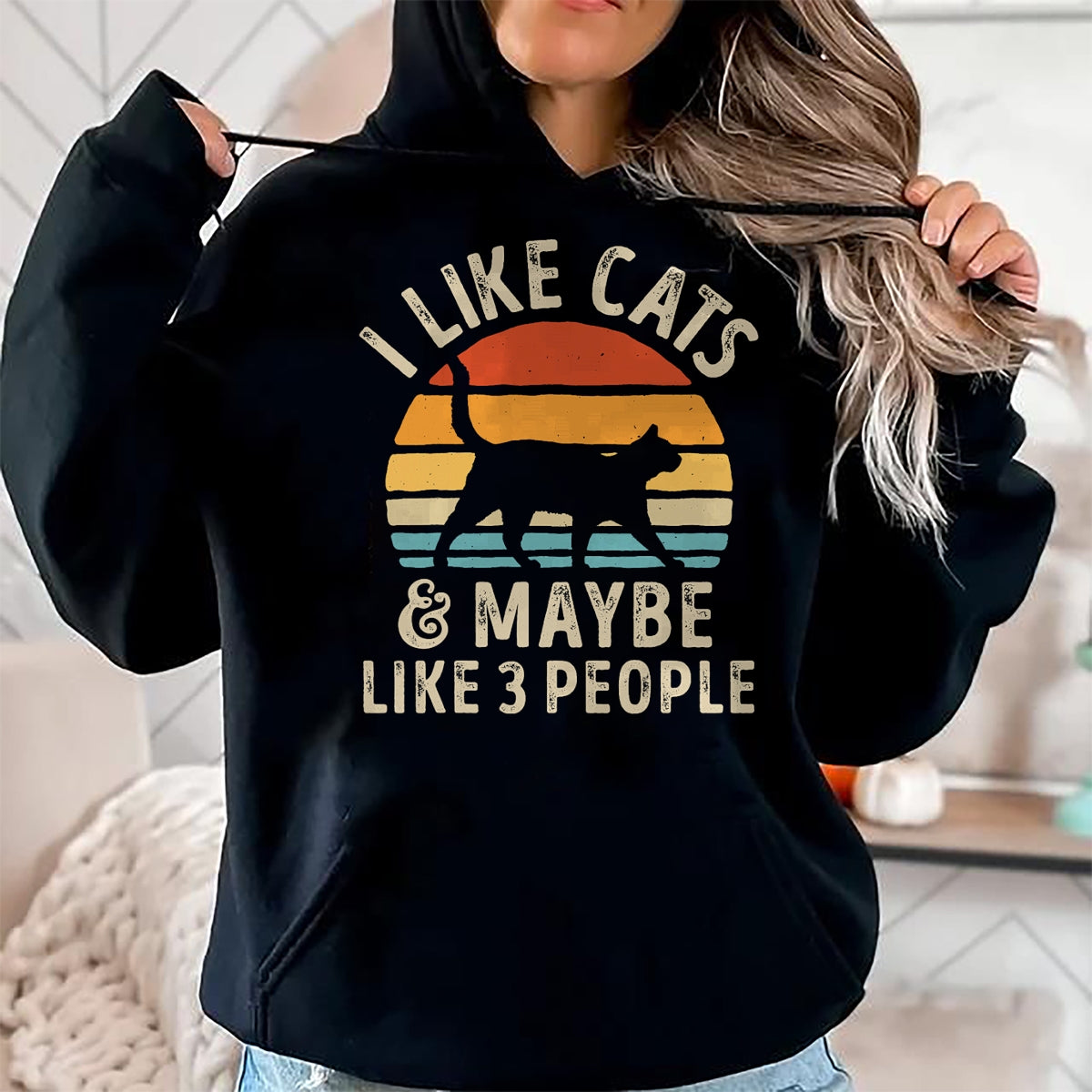 Cat Love Shirt, Funny Cat Lover Gift UnisexT-Shirt/Hoodie/Sweatshirt HLT00 - I Like Cats and Maybe Like 3 People Cat Retro Men T-Shirt